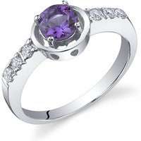 Amethyst and CZ Sleek and Classy Ring in Sterling Silver