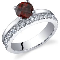 Garnet and CZ Sleek and Sparkling Ring in Sterling Silver