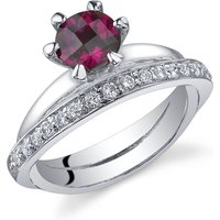 Ruby and CZ Intuition Oblique Ring in Sterling Silver