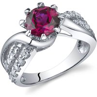 Ruby and CZ Regal Helix Ring in Sterling Silver