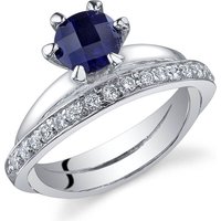 Sapphire and CZ Intuition Oblique Ring in Sterling Silver