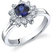 Sapphire and CZ Intuition Floral Ring in Sterling Silver