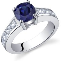 Sapphire and CZ Accent Ring in Sterling Silver