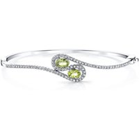 Peridot & CZ Bejewel Infinity Bangle in Sterling Silver