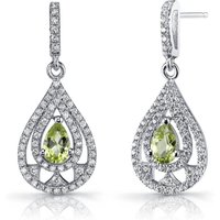 Peridot and CZ Prowess Divine Duo Chandelier Earrings in Sterling Silver