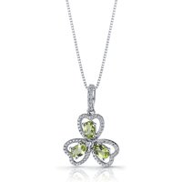 Peridot and CZ Bejewel Trinity Pendant Necklace in Sterling Silver