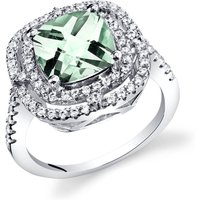Green Amethyst and CZ Cherish Signature Cocktail Ring in Sterling Silver