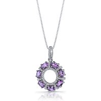 Amethyst and CZ Dahlia Pendant Necklace in Sterling Silver