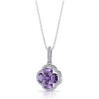 Amethyst and CZ Bejewel Clover Pendant Necklace in Sterling Silver
