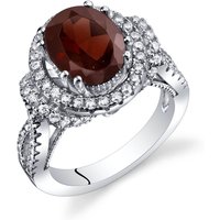 Garnet and CZ Bejewel Gallery Ring in Sterling Silver