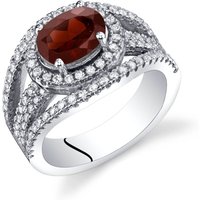 Garnet and CZ Bejewel Lateral Halo Ring in Sterling Silver