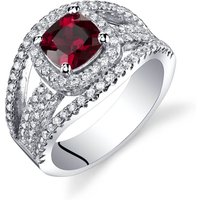 Garnet and CZ Pave Ring in Sterling Silver