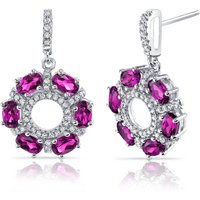 Ruby and CZ Bejewel Wreath Drop Earrings in Sterling Silver