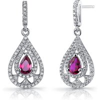 Ruby and CZ Prowess Divine Duo Chandelier Earrings in Sterling Silver