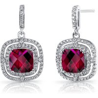 Ruby and CZ Cherish Drop Earrings in Sterling Silver