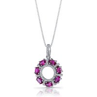 Ruby and CZ Dahlia Pendant Necklace in Sterling Silver