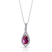 Ruby and CZ Regal Pendant Necklace in Sterling Silver