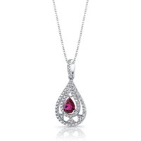 Ruby and CZ Chandelier Pendant Necklace in Sterling Silver