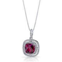 Ruby and CZ Cherish Pendant Necklace in Sterling Silver