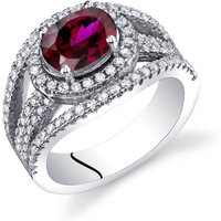 Ruby and CZ Bejewel Lateral Halo Ring in Sterling Silver