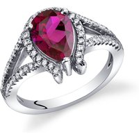Ruby and CZ Teardrop Ring in Sterling Silver