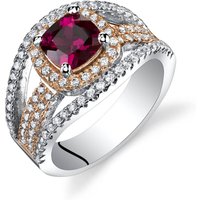 Ruby and CZ Pave Rose Tone Ring in Sterling Silver
