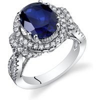 Sapphire and CZ Bejewel Gallery Ring in Sterling Silver