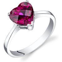 Heart Shaped Ruby Ring in 9ct White Gold