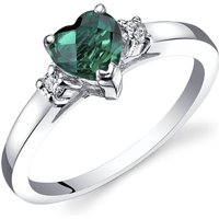 Heart Shaped Emerald and Diamond Ring in 9ct White Gold