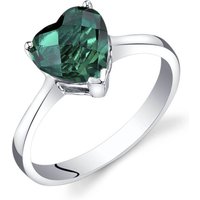 Heart Shaped Emerald Ring in 9ct White Gold
