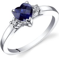 Heart Shaped Sapphire and Diamond Ring in 9ct White Gold