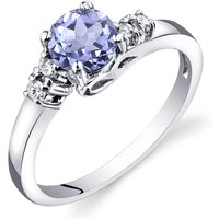 Tanzanite and Diamond Five Stone Ring in 9ct White Gold