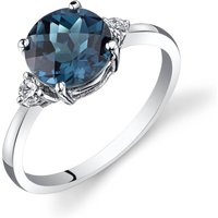 London Blue Topaz and Diamond Intuition Ring in 9ct White Gold