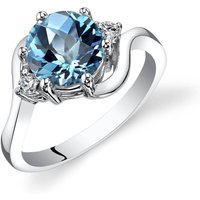 Swiss Blue Topaz and Diamond Intuition Trio Wave Ring in 9ct White Gold