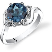 London Blue Topaz and Diamond Intuition Trio Wave Ring in 9ct White Gold