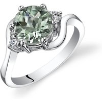 Green Amethyst and Diamond Intuition Trio Wave Ring in 9ct White Gold