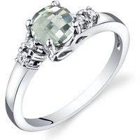 Green Amethyst and Diamond Solstice Ring in 9ct White Gold