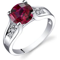 Ruby and Diamond Cathedral Ring in 9ct White Gold