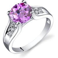 Pink Sapphire and Diamond Cathedral Ring in 9ct White Gold