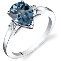 London Blue Topaz and Diamond Modest Ring in 9ct White Gold