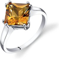 Princess Cut Citrine Ring in 9ct White Gold