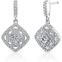 CZ Art Deco Drop Earrings in Sterling Silver
