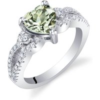 Green Amethyst Infatuation Soulmate Heart Ring in Sterling Silver