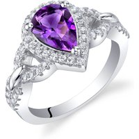 Amethyst Finesse Halo Crest Ring in Sterling Silver