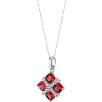 Garnet Quad Pendant Necklace in Sterling Silver