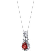 Garnet Regina Halo Pendant Necklace in Sterling Silver