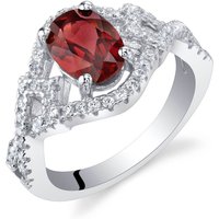 Garnet Bejewel Lace Ring in Sterling Silver