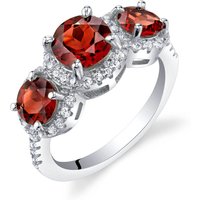 Garnet Intuition Halo Tree Ring in Sterling Silver