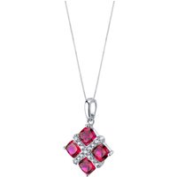 Ruby Quad Pendant Necklace in Sterling Silver