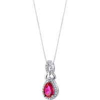 Ruby Regina Halo Pendant Necklace in Sterling Silver
